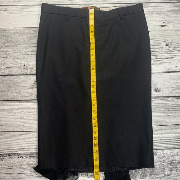 L.A.M.B. Y2K Black Wool Crisscross Waist Ruffle Stretch Wiggle Pencil Skirt - Picture 15 of 15